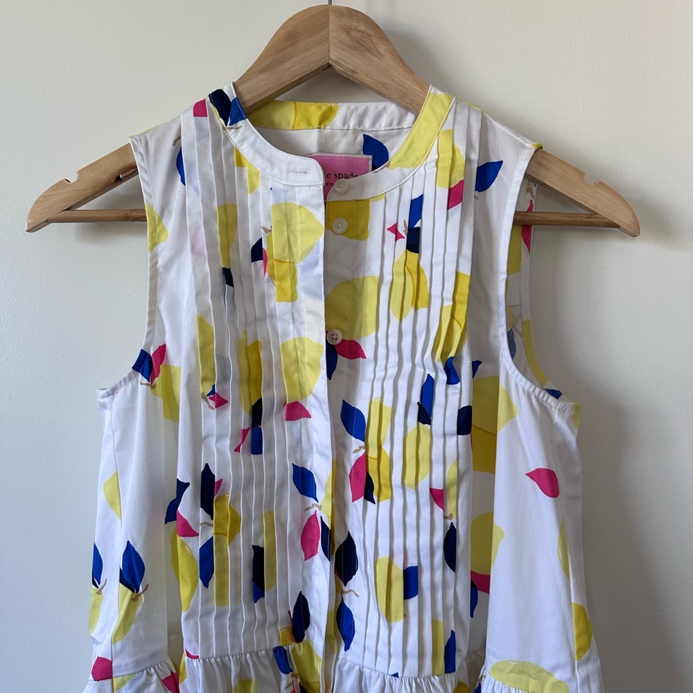 Kate Spade White XS and Yellow Lemon Pleated Sundress - NWT